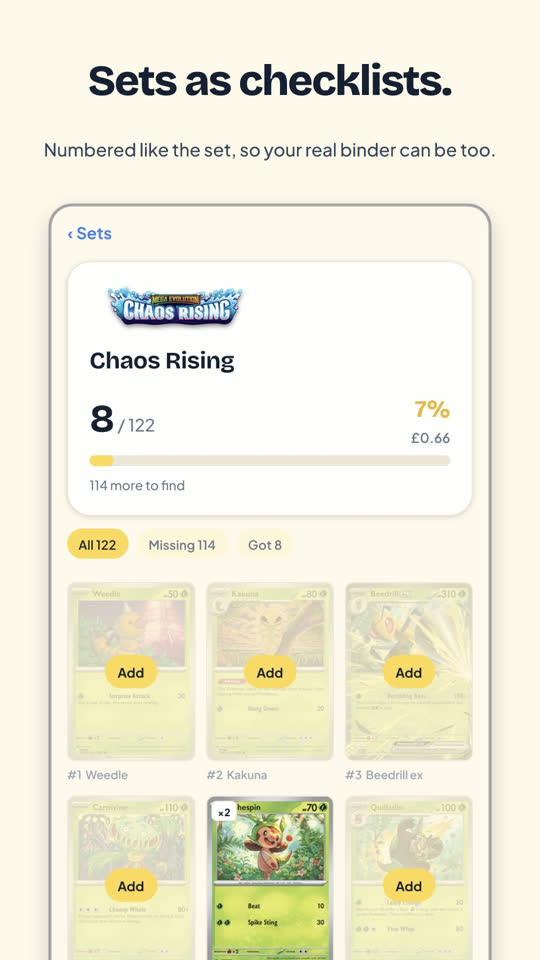 A set checklist